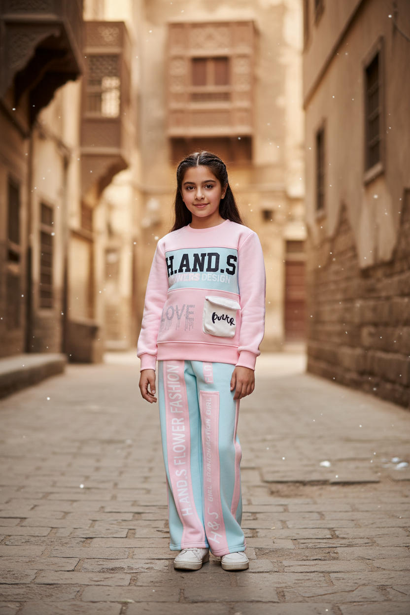 Girls' Trendy Streetwear Two-Piece Tracksuit Set - Winter Cozy Fleece Activewear