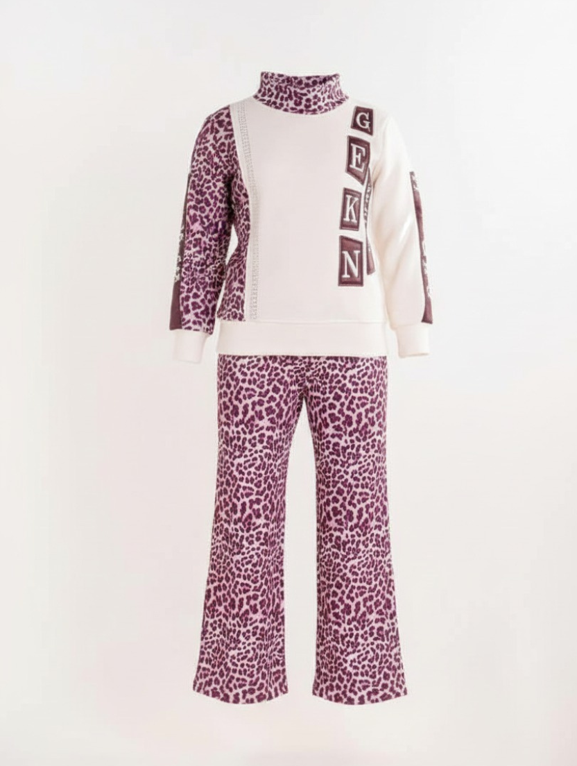 Girls Leopard Print Winter Lounge Set