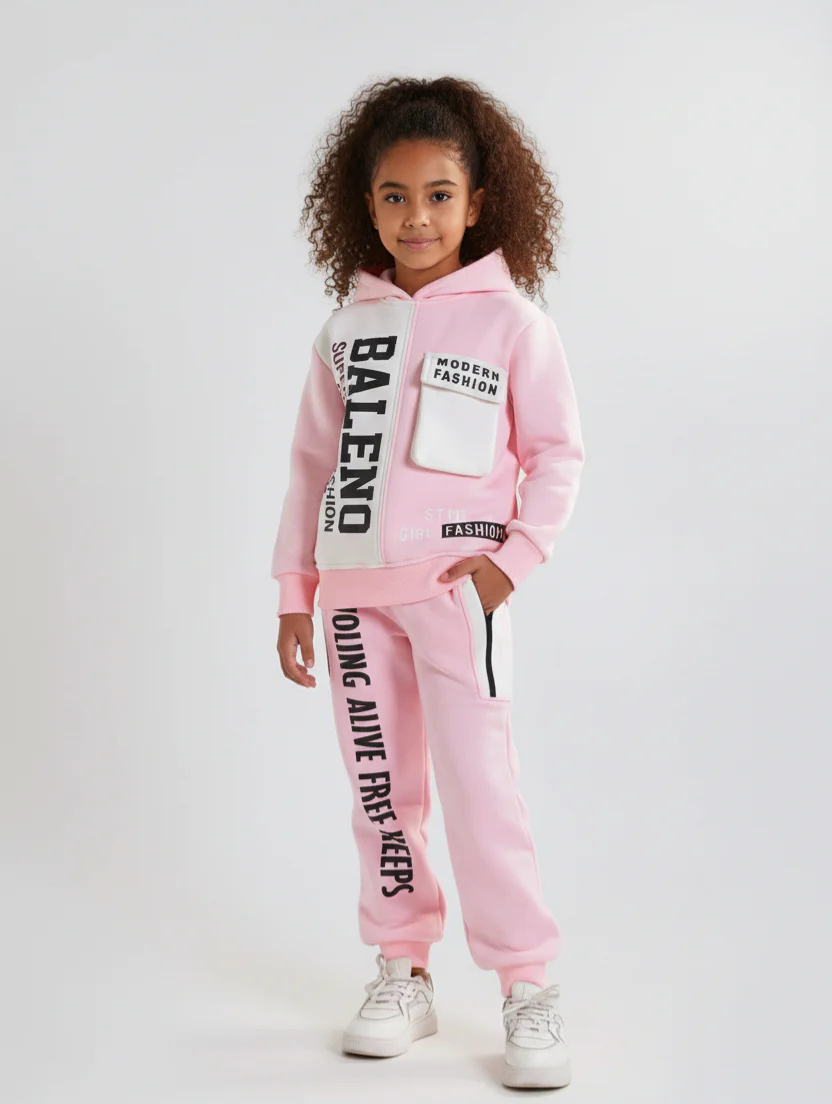Girls' Trendy Streetwear Two-Piece Tracksuit Set - Winter Cozy Fleece Activewear