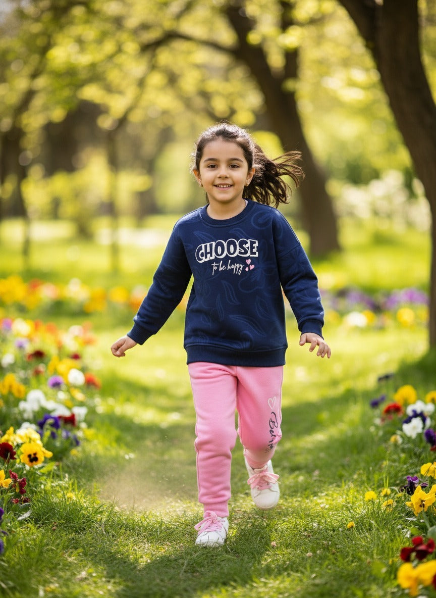 Girls’ Cozy Printed Sweatshirt & Jogger Set