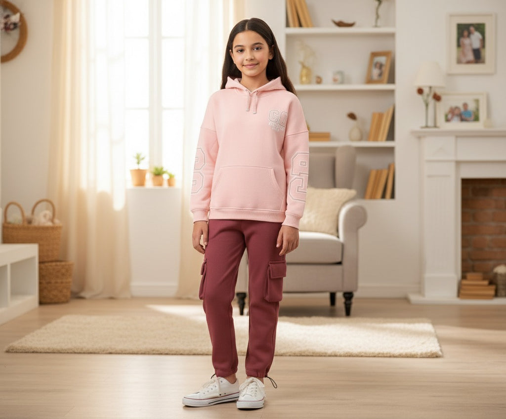 Girls’ Sporty Hoodie & Cargo Jogger Set