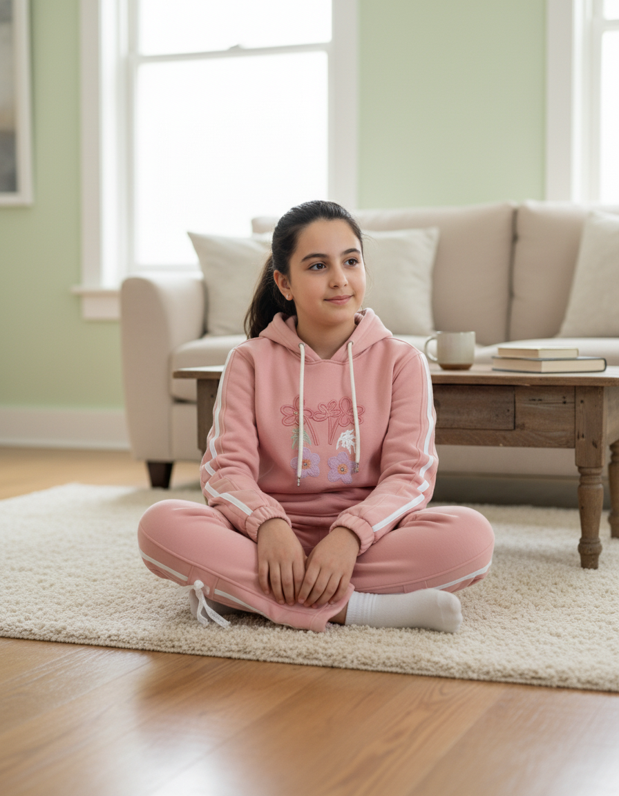 Girls' Floral Hoodie & Pants Set