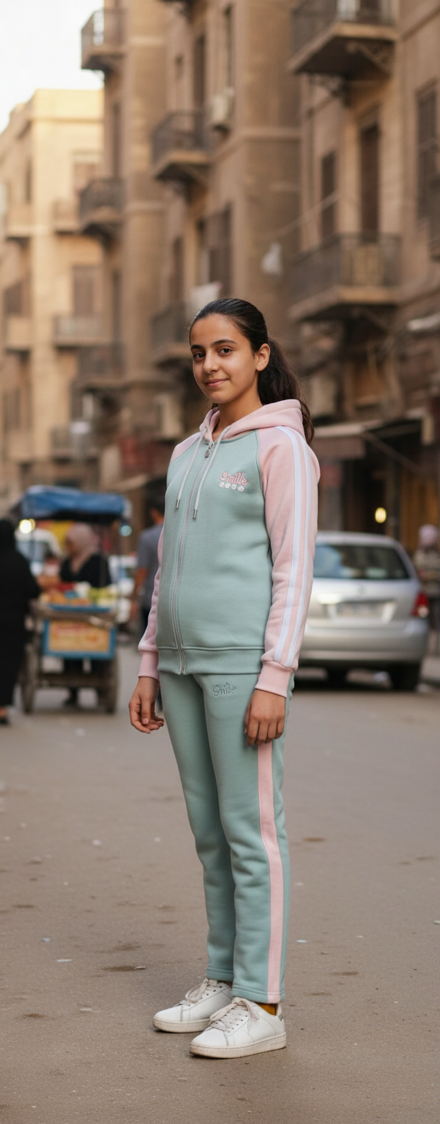Girls’ Soft Fleece Zip-Up Tracksuit — Color Block Design