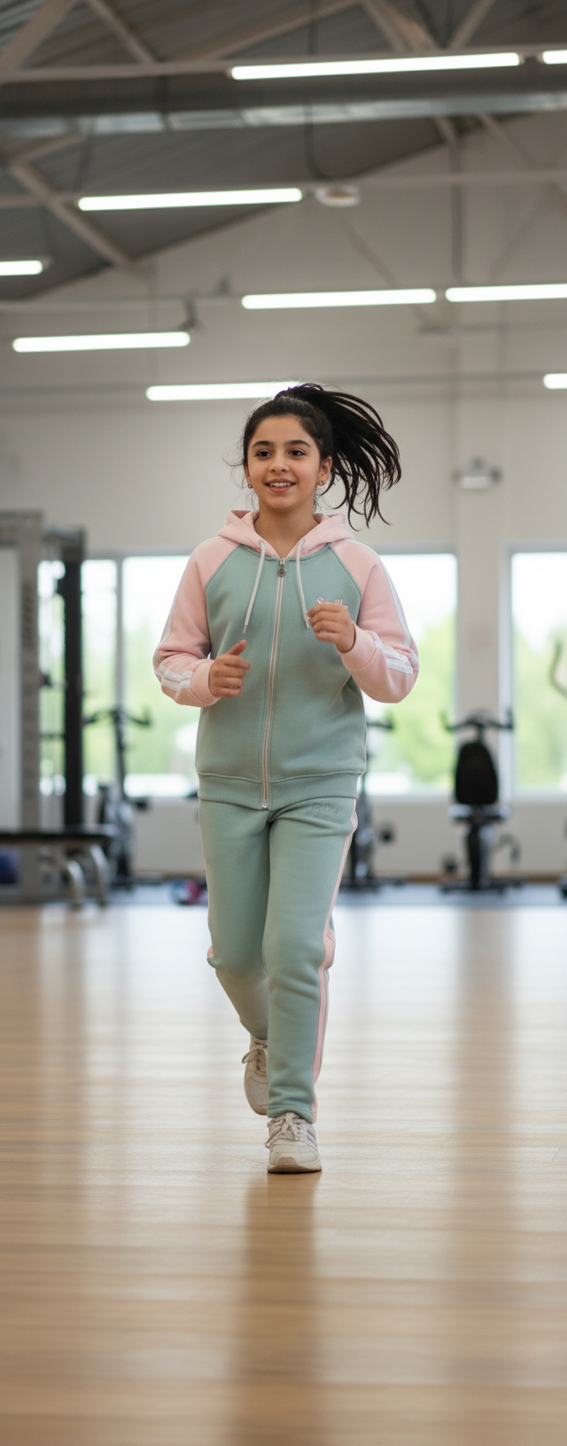 Girls’ Soft Fleece Zip-Up Tracksuit — Color Block Design
