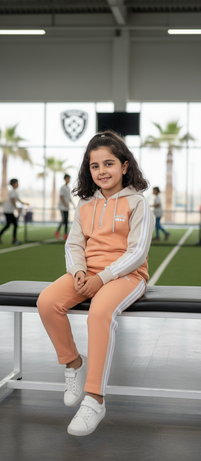 Girls’ Soft Fleece Zip-Up Tracksuit — Color Block Design