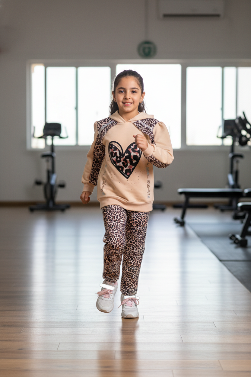 Girls Leopard Print Winter Lounge Set