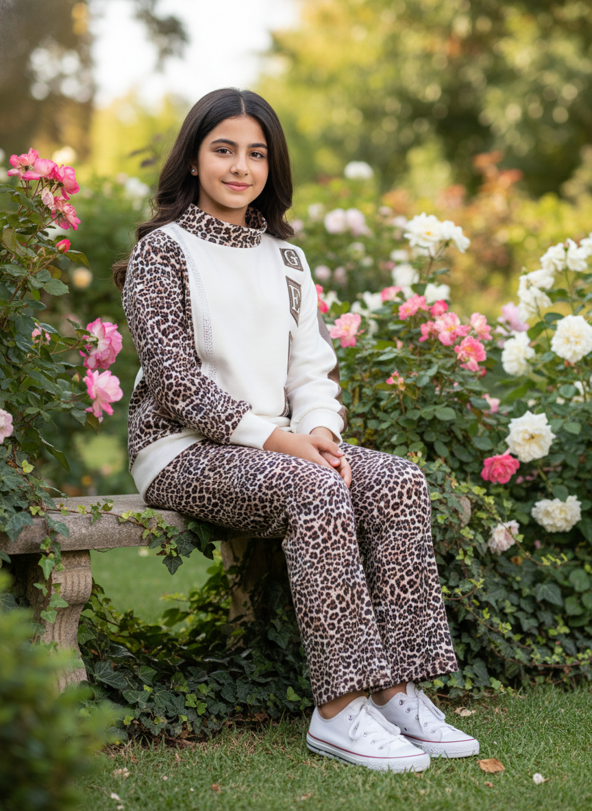 Girls Leopard Print Winter Lounge Set