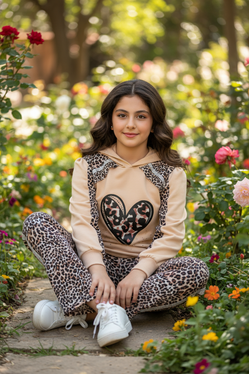 Girls Leopard Print Winter Lounge Set